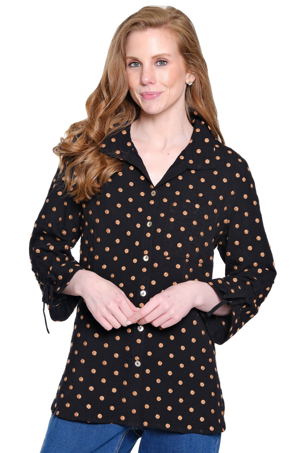 John Mark All Over Dot Button Front Shirt