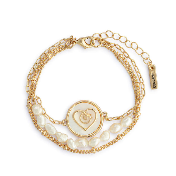 Grateful Heart Pearl Bracelet | Gold