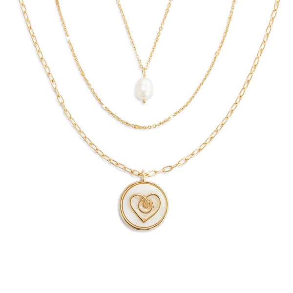 Grateful Heart Pearl Necklace | Gold