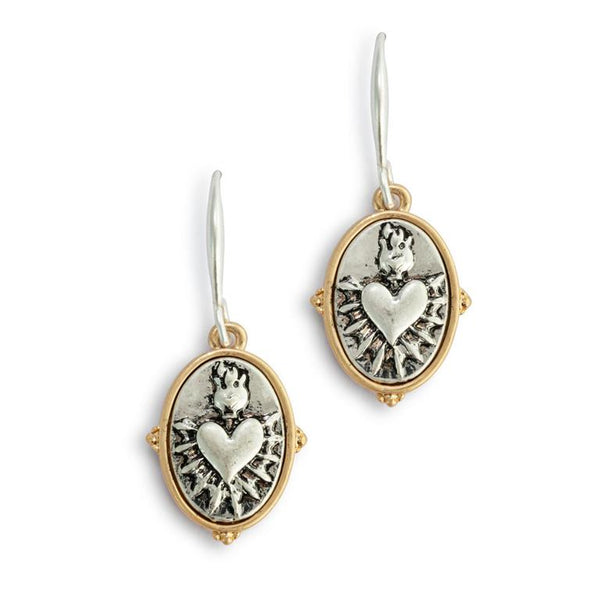 Sacred Heart Earrings | Silver