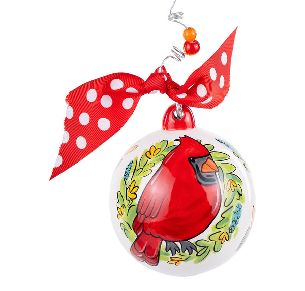 Red Bird Always With You Wreath Holiday Ornament