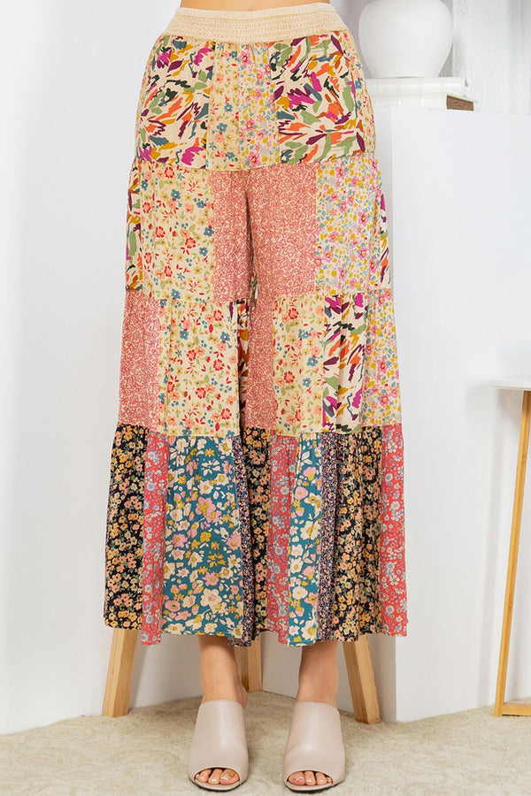 Tiered Patchwork Pants | Latte
