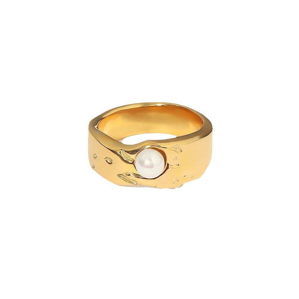 Vintage Pearl Gold Ring | 6