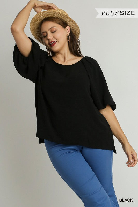 Curvy Bubble Sleeve Top | Black