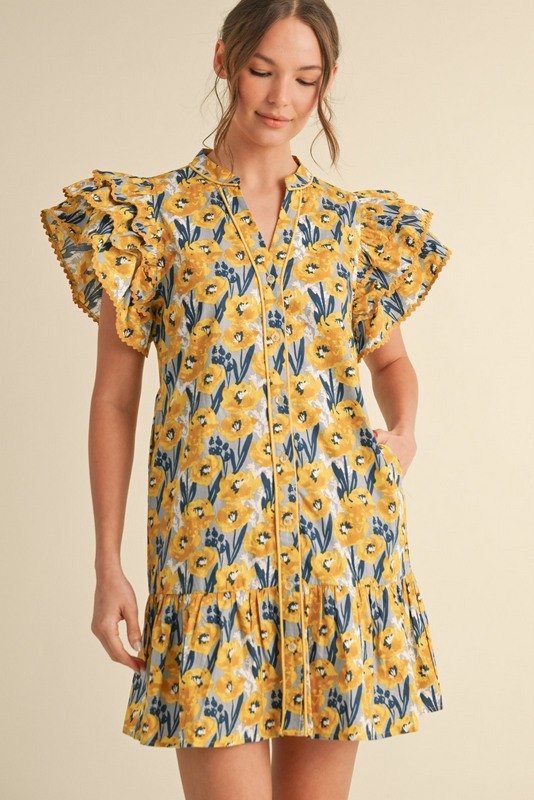 Floral Front Button Dress