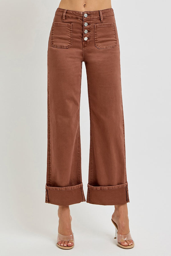 High Rise-Wide Leg Pants | Espresso