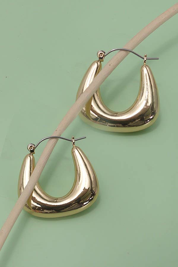 102890 Puffy U-Shaped Earrings-Gold