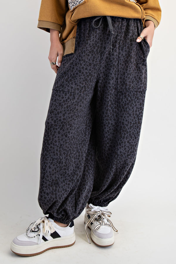 Animal Print Terry Knit Pants | Ash
