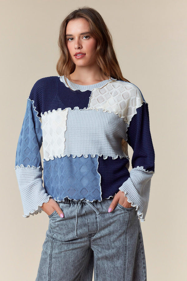 Blue Color Block Top