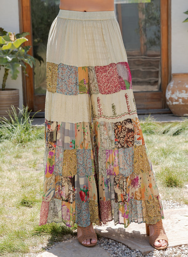 Tiered Patchwork Pants | Moss