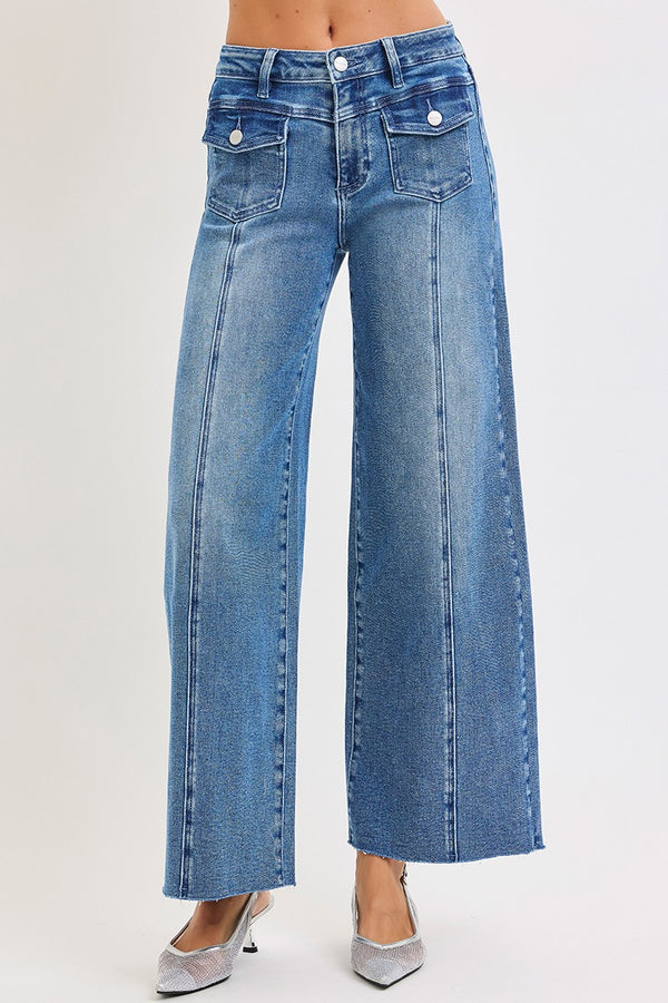High Rise Ankle Wide Jean