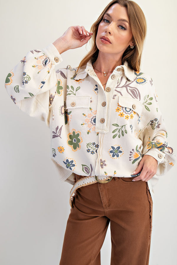 Floral Washed Terry Pullover