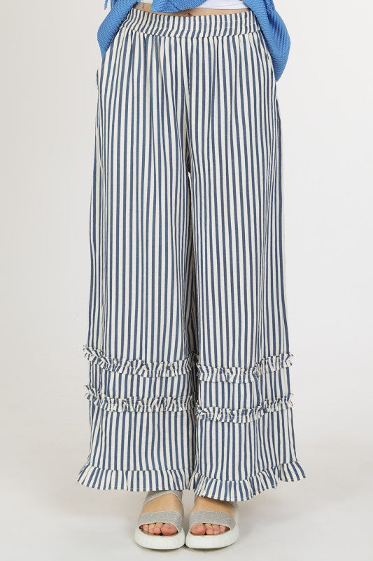 Striped Ruffle Pants