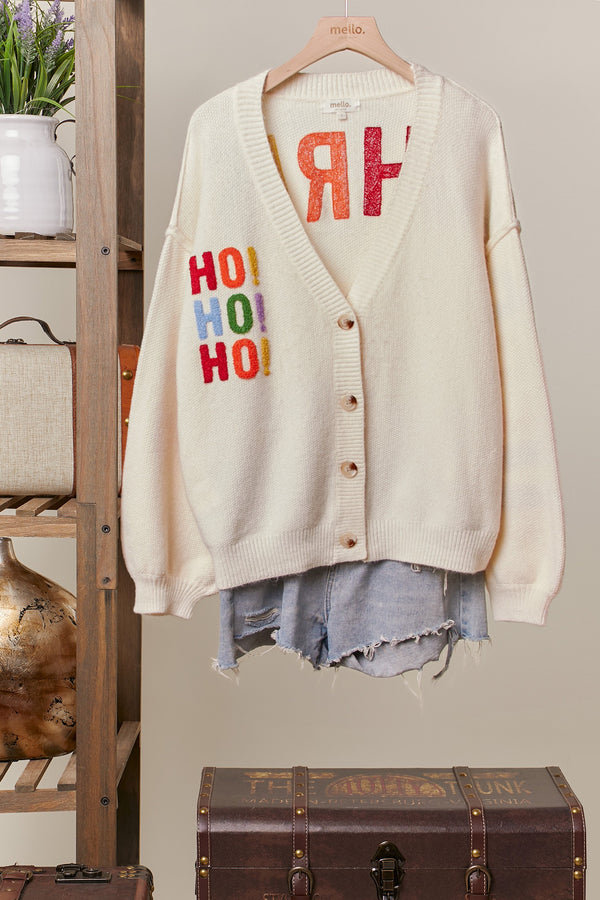 Christmas Lettering Patchwork Cardigan