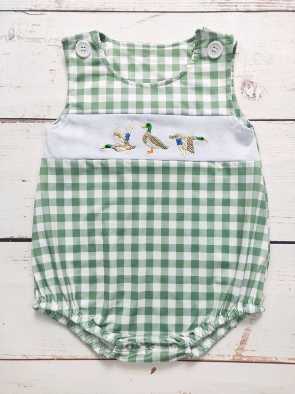 Baby Boys Checkered Duck Romper