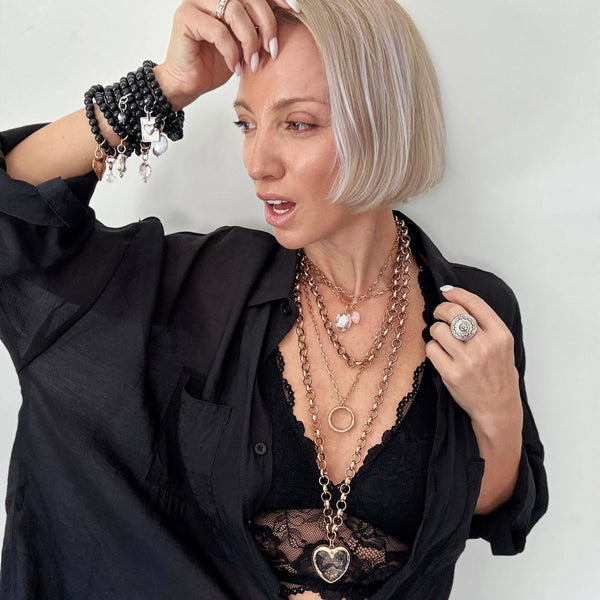 Chunky Layering Hear Necklace | Gold