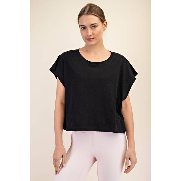Cotton Open Back Top | Black