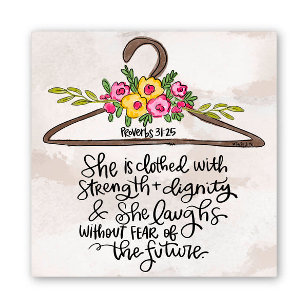 Clothed in Strength - Wrapped Canvas: 20" x 20"