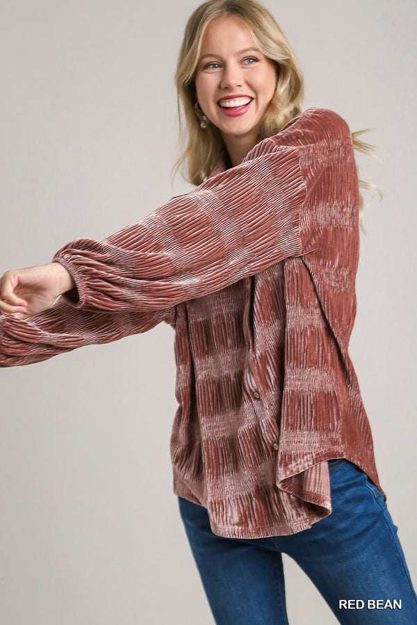 Tiered Smocked Velvet Top | Red Bean