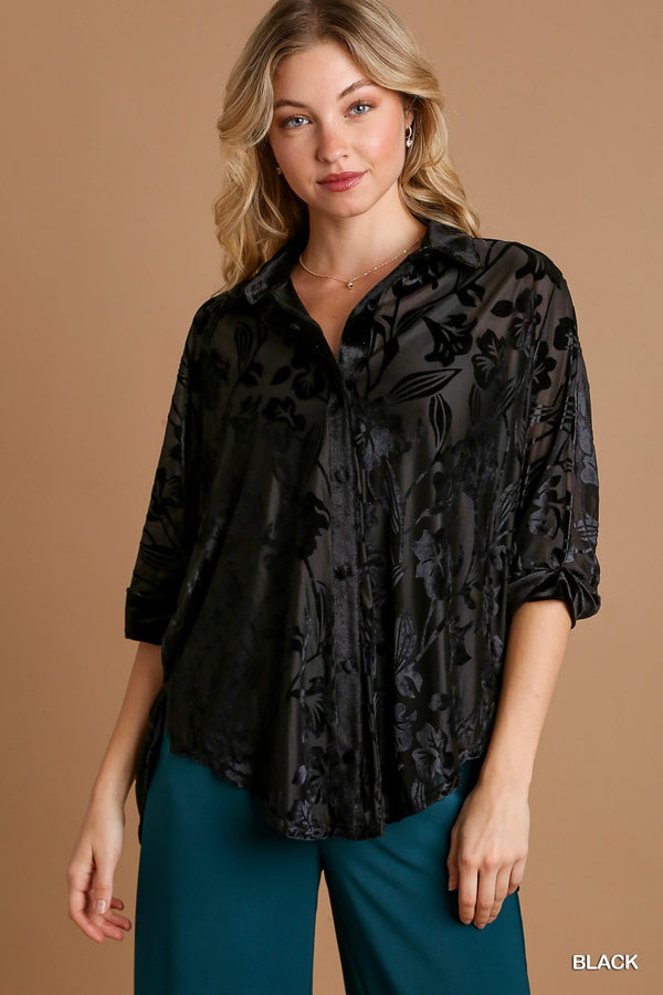 Velvet Button Down Shirt