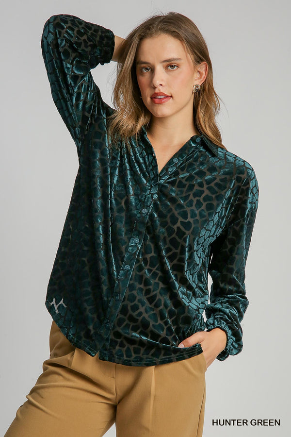 Animal Velvet Top | Hunter Green