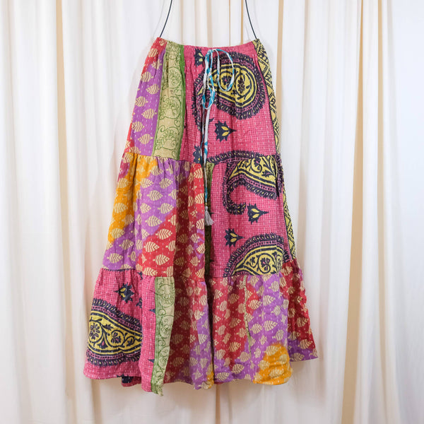 Kantha Boho Long Skirt w/Pockets