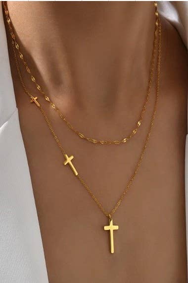 18K Stainless Steel Cross Necklace | Gold