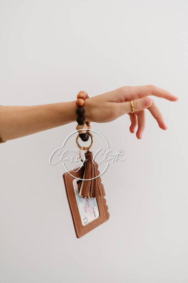 Wristlet Keychain Wallet |Tan