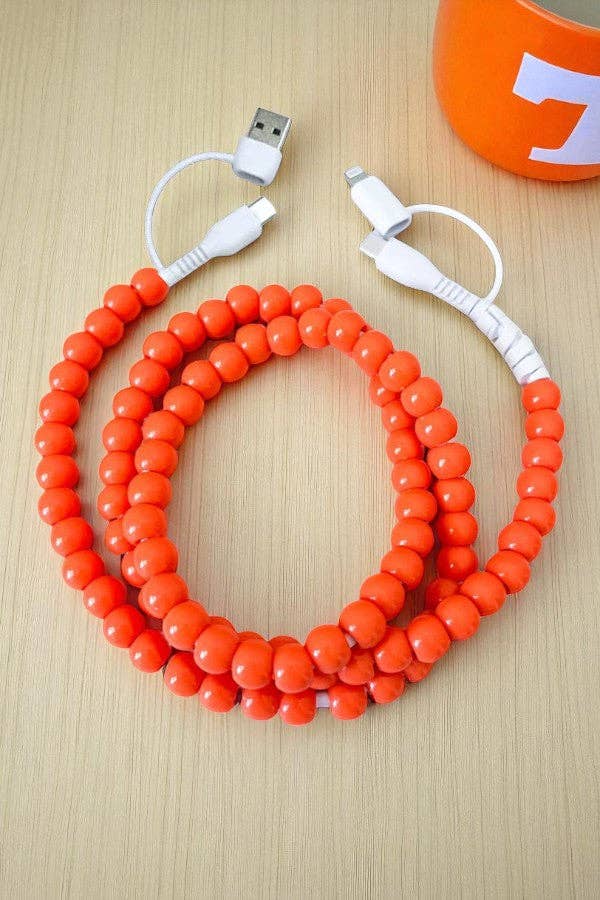 Updated Orange Beaded Cord Phone Charger