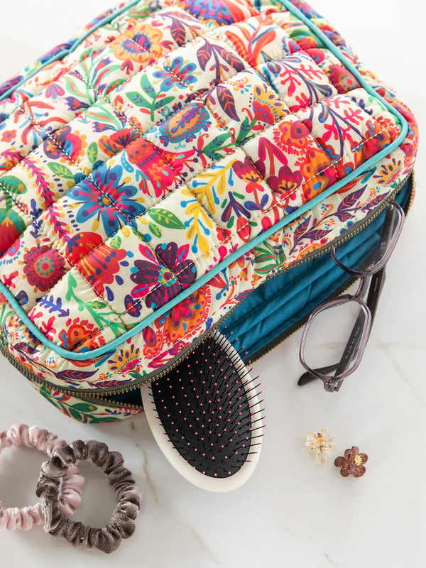 Puffy Cosmetic Pouch | Rainbow Cream Floral