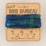 Half Boho Bandeau® Headband - Indigo Patchwork