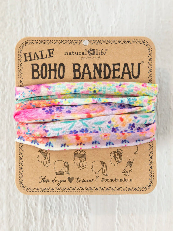 Half Boho Bandeau® Headband - Pink Watercolor