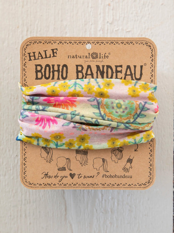 Half Boho Bandeau® Headband - Mint Borders