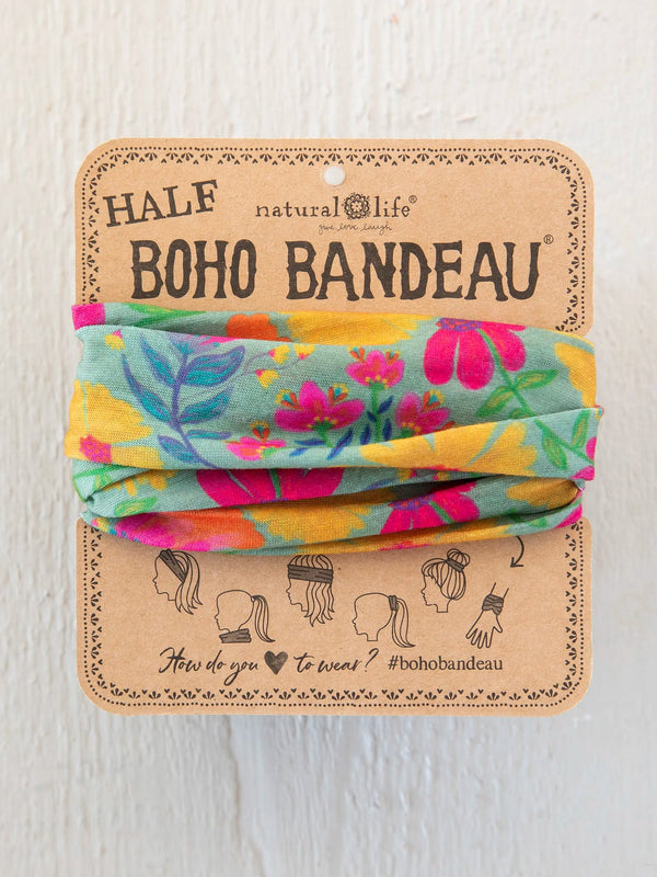 Half Boho Bandeau® Headband - Tossed Blue Floral