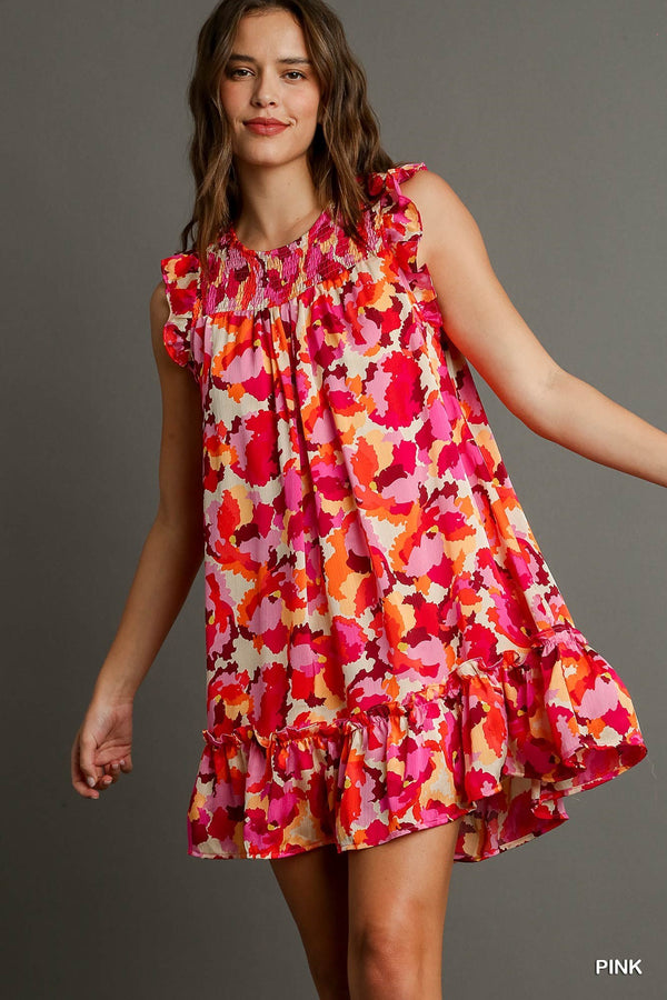Floral Smocked Ruffle Dress