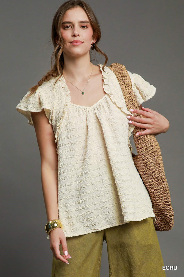 Ruffle Sleeve Blouse | Ecru