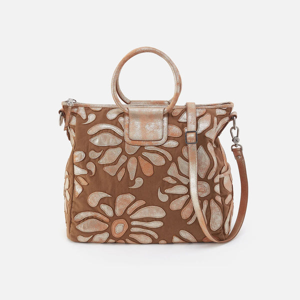 Hobo Sheila Large Satchel- Canvas | Saddle Stardust Overlay