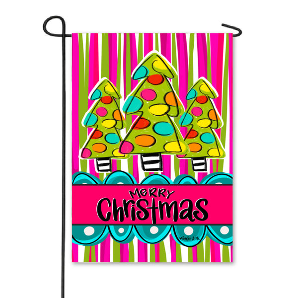 Striped Christmas Tree Garden Flag