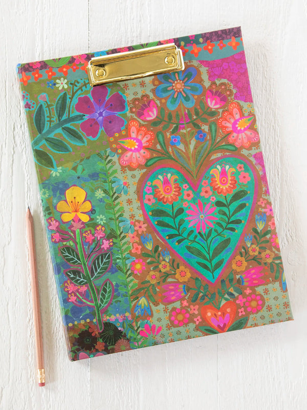 Clipfolio with Notepad |Teal Heart