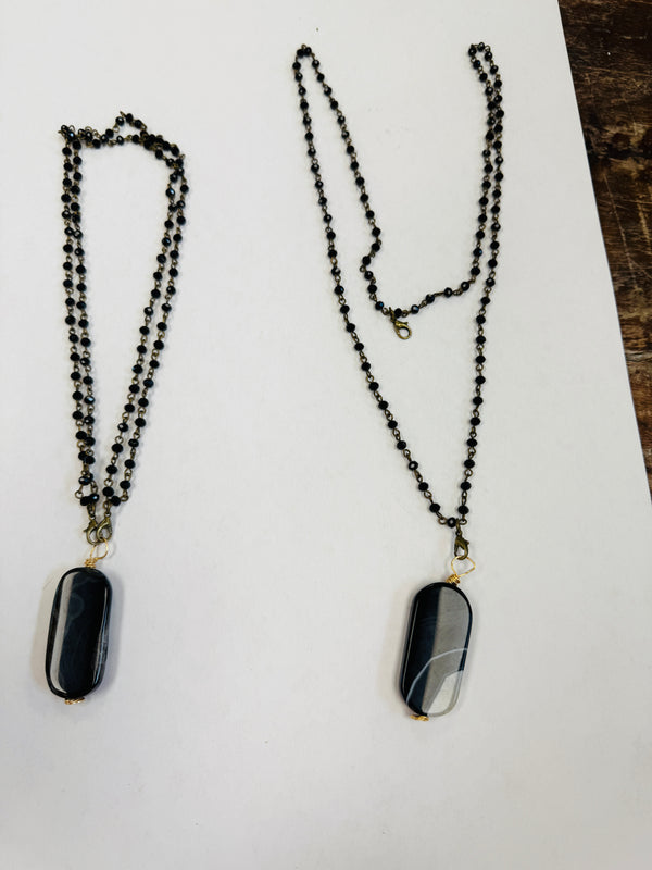 Black Bead Chain Necklace