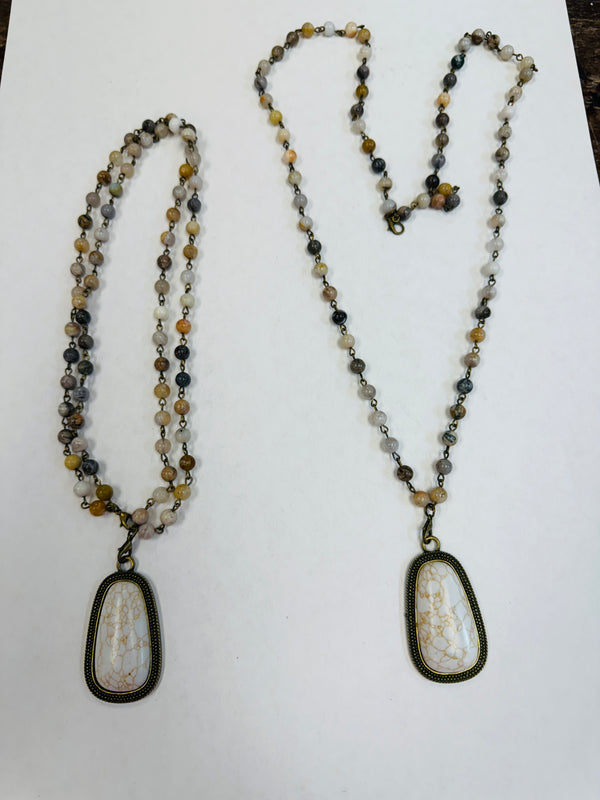 Bamboo Agate Mix Chain Necklace