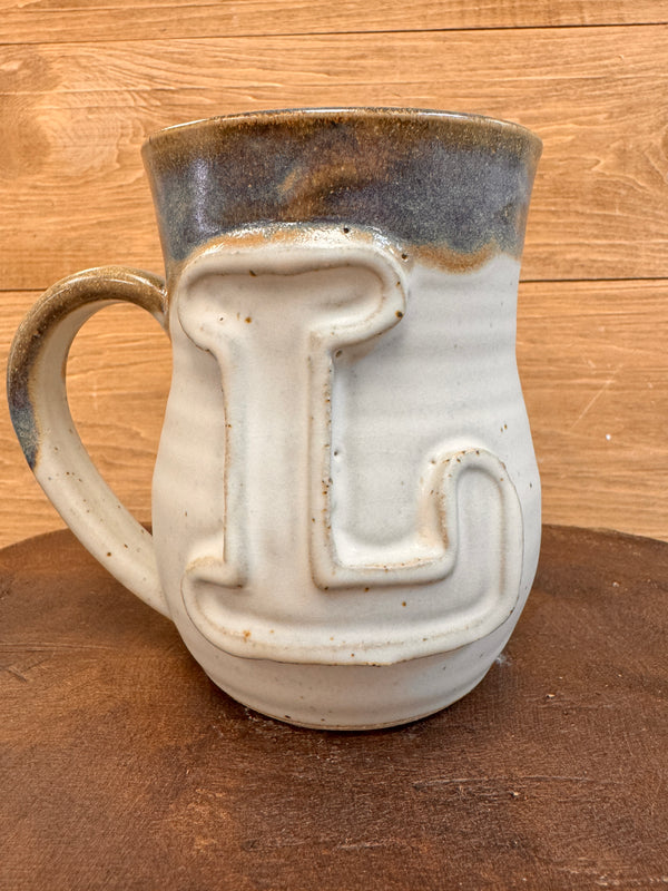 Ivory Linen Monogram Mug-L