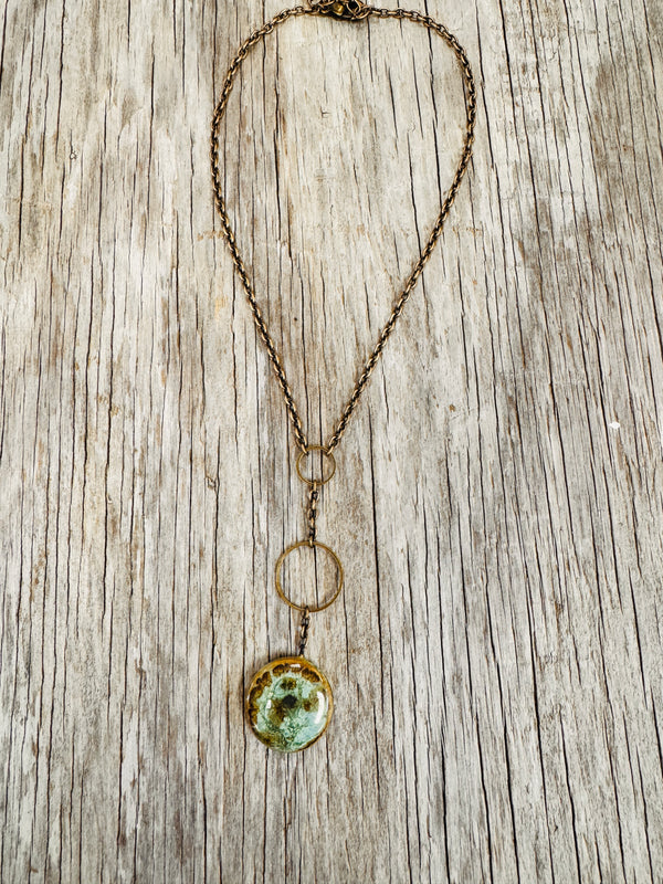 Drop Circle Necklace |Pistachio