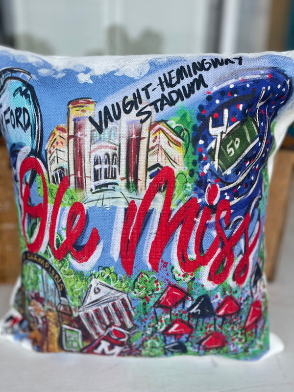 Ole Miss Landmark Pillow