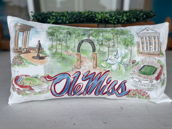 Ole Miss Landmark Lumbar Pillow
