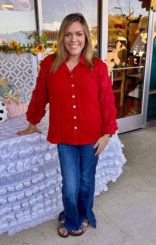 Rosette Sleeves Blouse | Scarlett
