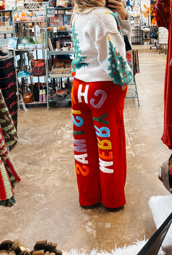 Christmas Lettering Pants | Red