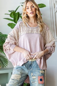 Mixed Dolman Top - Pink