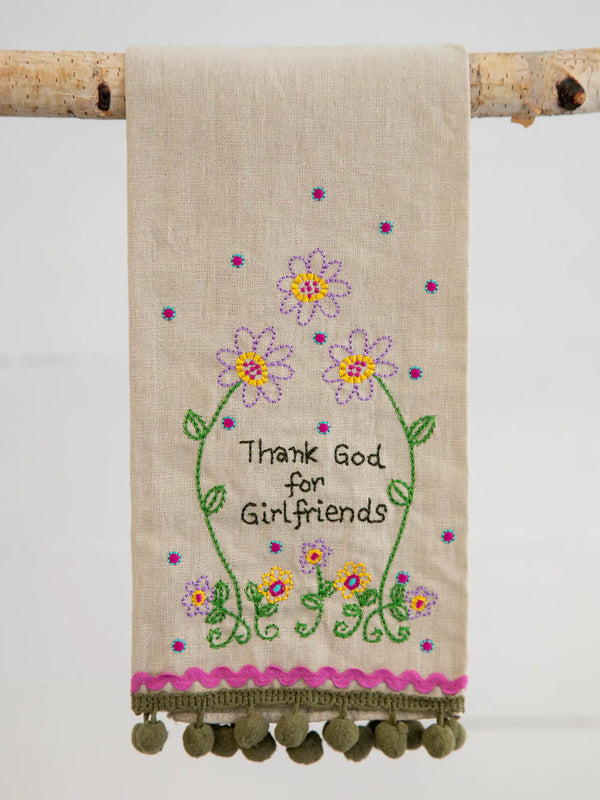 Linen Embroidered Hand Towel | Girlfriends
