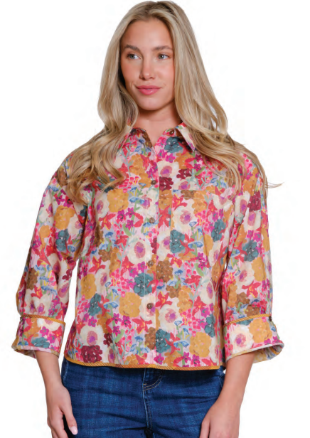 Floral Boxy Print Button Up